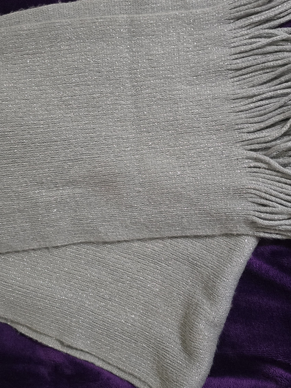 Silver Shimmer Fringe Scarf - Women's Metallic Wrap